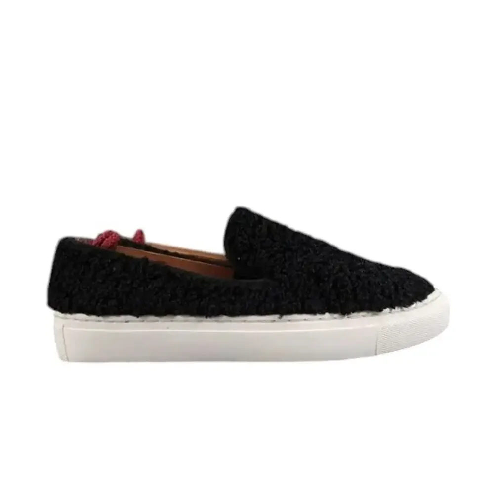 Steven Shoes Womens 6 Sneakers Casual Slip On Skimmer Faux Fur Black Fashion NY